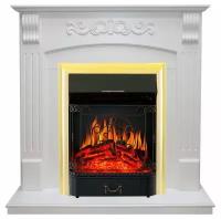 Каминокомплект Royal Flame Sorrento угловой - Белый дуб с очагом Majestic FX Brass