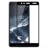 Защитное стекло для (Nokia 5.1) Олеофобное / Закаленное/ Противоударное / Полноэкранное, Full Glue (Черная Рамка)