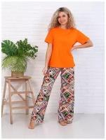 Пижама LarChik с широкими штанами хлопок джус оранжевый размеры 44-54 (54 размер)