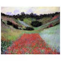 Репродукция на холсте Поле маков в долине (Poppy Field of Flowers in a Valley) Моне Клод 37см. x 30см