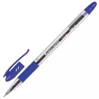 Ручка шариковая масляная с грипом BRAUBERG «Glassy», синяя, корпус прозрачный, узел 0,7 мм, линия письма 0,35 мм