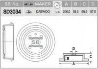 Барабан тормозной SD3034 (96175281) Sangsin Brake SD3034