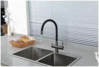 Смеситель для кухни с подключением фильтра питьевой воды Gappo G4398-39 оружейная сталь/чёрный