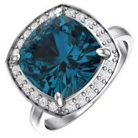 Серебряное кольцо с кварцем синтетическим синим и бесцветными фианитами 1100984-04295 17