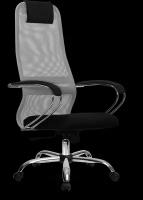 Кресло Метта BK-8, светло-серый/черный, хром (SU-B-8/подл.131/осн.003)