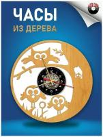 Часы настенные резные из дерева (высококачественной фанеры) - Совы Версия 1