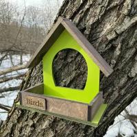Кормушка для птиц PinePeak / деревянный скворечник для птиц подвесной для дачи и сада, 230х240х100мм