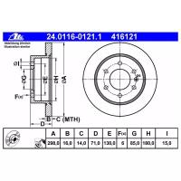 Тормозной диск задний ATE 24.0116-0121.1 для Volkswagen Crafter, Mercedes-Benz Sprinter III, Mercedes-Benz Sprinter