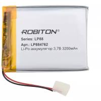 Аккумулятор литий-ионный полимер ROBITON LP884762, Li-Pol, 3.7 В, 3200 мАч, призма со схемой защиты