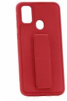 Чехол на Samsung M30S Derbi Magnetic Stand красный, защитный силиконовый бампер, противоударный пластиковый кейс, софт тач накладка с подставкой