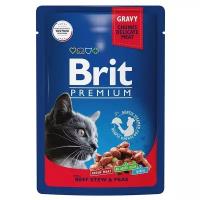 Корм для кошек Brit Premium, беззерновой, с говядиной, с горошком 100 г (кусочки в соусе)