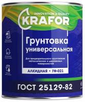 Грунтовка ГФ-021 по дереву и металлу Krafor, алкидная, 20 кг, красно-коричневая