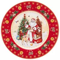 Тарелка закусочная дед мороз 21см красная Lefard (85-1720)