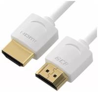 GCR Ультратонкий кабель HDMI2.0 для AppleTV, SLIM, 1.5m, белый, OD3.8mm, HDR 4:2:0, Ultra HD, 4K60Hz, 18.0 Гбит/с, 32/32 AWG