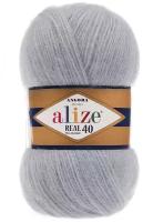 Пряжа Alize Angora Real 40, 40 % шерсть, 60 % акрил, 100 г, 480 м, 5 шт., 21 серый 480 м