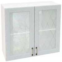 Кухонный модуль навесной со стеклом Ницца, шкаф навесной со стеклом, МДФ, 80х71.6х31.8 см