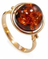 Кольцо Amberprofi, серебро, 925 проба, золочение, янтарь