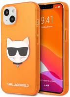 Lagerfeld для iPhone 13 чехол TPU FLUO Choupette Hard Transp Orange