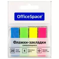 OfficeSpace Клейкие закладки 45х12 мм, 4 цвета по 20 листов (PM_54064), 24 шт. ассорти