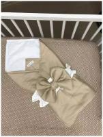 Конверт-одеяло на выписку, Плед для новорожденных, подарок ребенку, бант на резинке, одеяло в кроватку, Бежевое, Хлопковое одеяло конверт, BabyGood