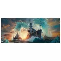 Постер на холсте Морской бой World of Warships №15 71см. x 30см