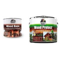 Набор пропитка Dufa Wood Protect сосна 10 л и Грунт для древесины Dufa WOOD BASE 3л