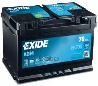 Exide Ek700 Agm_аккумуляторная Батарея! 19.5/17.9 Евро 70Ah 760A 278/175/190 Agm EXIDE арт. EK700
