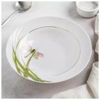 Тарелка «Стрекоза», суповая, глубокая, 230 мл, d=20 см, белая, фарфор