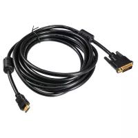 Кабель Buro DVI-D (24M) на HDMI (19M), позолоченные контакты, ферритовые кольца, 5 м. HDMI-19M-DVI-D-5m