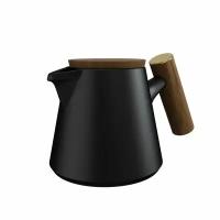 Заварочный чайник из керамики и дерева DHPO чёрный 600мл