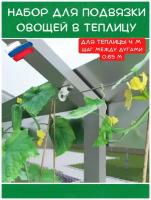 Набор для подвязки растений ( помидоров, огурцов, цветов) в теплице длиной 4 м. шаг между дугами 0,65 м. Система для подвязки овощей в теплицу