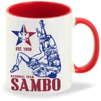 Кружка красная CoolPodarok Sambo (самбо)
