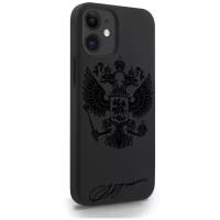 Черный силиконовый чехол MustHaveCase для iPhone 12 Mini Черный лаковый Герб для Айфон 12 Мини Противоударный