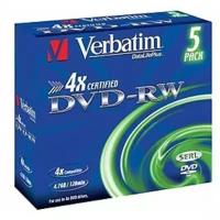 Диск Verbatim DVD-RW 4.7Gb 4x Jewel case (5шт) (43285)