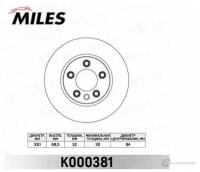 Диск тормозной MILES K000381 VOLKSWAGEN TOUAREG 03 PORCHE CAYENNE 03 R17 передний прав вент MILES K000381