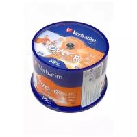 Диск DVD-R Verbatim 4.7Gb 16x Cake Box, 50шт (43533)