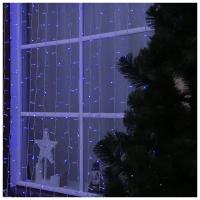 Luazon Lighting Гирлянда «Занавес» 2 × 9 м, IP44, УМС, белая нить, 1800 LED, свечение синее, 220 В