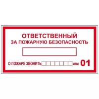 Наклейка «Ответственный за пожарную безопасность», размер 30x15 см. (5 штук)