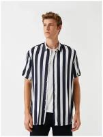 Рубашка с коротким рукавом KOTON MEN, 1YAM64668OW, цвет: MARINE STRIPE, размер: L
