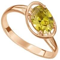 Серебряное кольцо с желтым камнем (нанокристалл) - размер 18 / покрытие Красное Золото