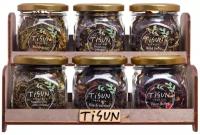 Чай листовой фруктовый TiSun, оригинальный подарочный набор ассорти на подставке: малиновый, из смородины, с вишней, мужчине и женщине, маме, учителю