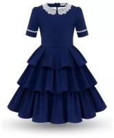 Школьное платье Alisia Fiori, нарядное, размер 122-128, белый, серый