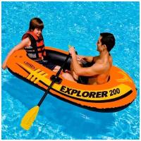 Лодка Explorer 200, 2 местная, 185 х 94 х 41 см, от 6 лет, до 95 кг, вёсла, насос, Intex