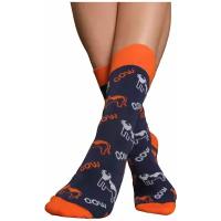Женские носки с принтом LAMBONIKA Муууу, цвет: темно-синий,оранжевый, размер: 35-37