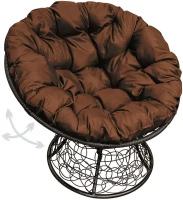 Кресло m-group папасан пружинка ротанг чёрное, коричневая подушка