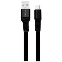 USB кабель-- микро USB FaisON FX6 Sleek, 1.0м, плоский, 2.1A, ткань, цвет: чёрный