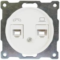 Телефонная/компьютерная розетка встраиваемая Onekey Florence RJ11/RJ45, UTP cat 5e, цвет белый