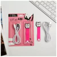 Набор: держатель для провода и кабель USB iPhone Oh, my cat, 1 м