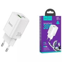 Зарядное устройство СЗУ Блок PD30W+QC3.0 Type-C+USB Hoco N13 + кабель Type-C Lightning белый