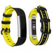 Сменный ремешок браслет MyPads из гипоаллергенного силикона для фитнес-браслета Fitbit Alta с спортивным дизайном черно-желтый